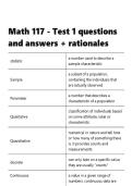 Math 117 - Test 1 questions and answers &plus; rationales