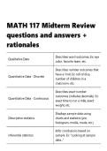 Math 117- Intro to Statistics questions and answers &plus; rationales&period;