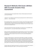 Research Methods ASU Exam 1Written With Accurate Answers Pass Guaranteed