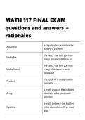 MATH 117 FINAL EXAM 2026 questions and answers &plus; rationales