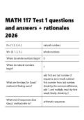 MATH 117 Test 1 questions and answers &plus; rationales 2026