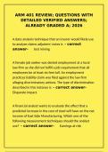 ARM 401 Review Questions &vert; Detailed Verified Answers & 2026 Study Guide &vert; A&plus; Rated&NewLine;&NewLine;