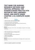 TEST BANK FOR NURSING RESEARCH METHODS AND CRITICAL APPRAISAL FOR EVIDENCE-BASED PRACTICE 9TH EDITION BY GERI LOBIONDO- WOOD&comma; AND JUDITH HABER CHAPTER 1-21&vert; COMPLETE GUIDE &lpar;A&plus;&rpar;&period;