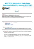 WGU C785 Biochemistry Study Guide Questions and Verified Answers &ndash; Western Governors University &lpar;WGU&rpar; &ndash; 2026&sol;2027 Biochemistry Course Review Material