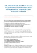 NSG 350 Mental Health Week 1 Exam ACTUAL EXAM 2026&sol;2027 &vert; Psychiatric-Mental Health Nursing Foundations &vert; Verified Q&A &vert; Pass Guaranteed - A&plus; Graded