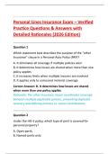 Personal Lines Insurance Exam &ndash; Verified &NewLine;Practice Questions & Answers with &NewLine;Detailed Rationales &lpar;2026 Edition&rpar;