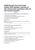 AORN Review for Final Exam Latest 2026 Update&semi; consists of the actual exam questions with all the correct answers