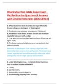 Washington Real Estate Broker Exam &ndash; &NewLine;Verified Practice Questions & Answers &NewLine;with Detailed Rationales &lpar;2026 Edition&rpar; 