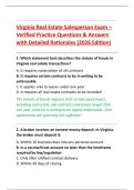 Virginia Real Estate Salesperson Exam &ndash; &NewLine;Verified Practice Questions & Answers &NewLine;with Detailed Rationales &lpar;2026 Edition&rpar; 
