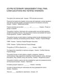 ACVPM VETERINARY MANAGEMENT FINAL FINAL EXAM QUESTIONS AND VERIFIED ANSWERS
