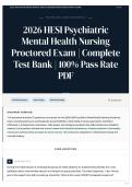 2026 HESI Psychiatric Mental Health Nursing Proctored Exam   Complete Test Bank   100&percnt; Pass Rate PDF