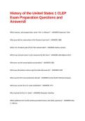 History of the United States 1 CLEP Exam Preparation Questions and Answers