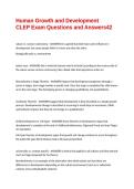 Human Growth and Development CLEP Exam Questions and Answers