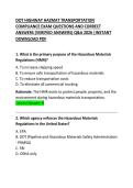 DOT Highway HAZMAT Transportation Compliance Exam Questions and Correct Answers &lpar;Practice Test Guide&rpar;
