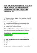 DOT HAZMAT Compliance Officer Evaluation Exam Questions and Correct Answers &lpar;Practice Guide&rpar;