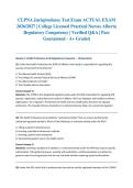 CLPNA Jurisprudence Test Exam ACTUAL EXAM 2026&sol;2027 &vert; College Licensed Practical Nurses Alberta Regulatory Competency &vert; Verified Q&A &vert; Pass Guaranteed - A&plus; Graded