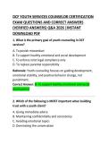 DCF Youth Services Counselor Certification Exam Questions and Correct Answers