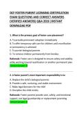 DCF Foster Parent Licensing Certification Exam Questions and Correct Answers