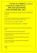 TACTICAL COMBAT &NewLine;CASUALTY CARE &lpar;TCCC&rpar; &NewLine;PRE TEST QUESTIONS &NewLine;AND ANSWERS 2026 - 2027 