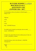 RUTGERS MURPHY &NewLine;BIOCHEM EXAM 2 &NewLine;QUESTIONS AND &NewLine;ANSWERS 2026 - 2027