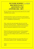 RUTGERS MURPHY &NewLine;BIOCHEM EXAM 3 &NewLine;QUESTIONS AND &NewLine;ANSWERS 2026 - 2027