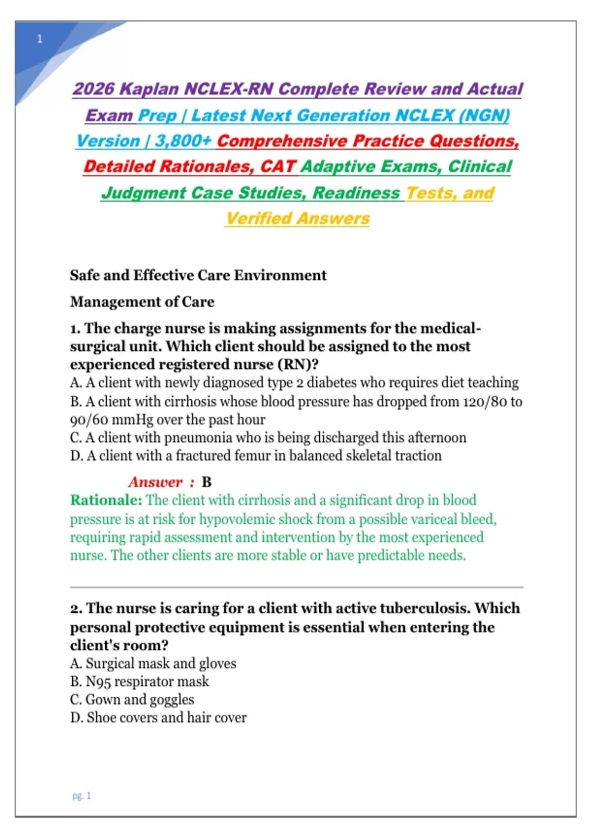 2026 Kaplan NCLEX-RN Complete Review and Actual Exam Prep | Latest Next ...