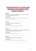 STRAIGHTERLINE BIO 101 FINAL EXAM QUESTIONS AND ANSWERS LATEST ALREADY GRADED A&plus;