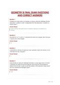 GEOMETRY B FINAL EXAM QUESTIONS AND CORRECT ANSWERS&NewLine;