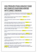 HIGH PRESSURE STEAM 2026&sol;2027 EXAM &NewLine;NYC COMPLETE QUESTIONS VERIFIED &NewLine;WITH CORRECT ANSWERS 