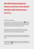 WGU D236 Pathophysiology Exam&comma; &NewLine;Questions and Answers Latest Updated &NewLine;2026&sol;2027 &lpar;100&percnt; Verified Answers&period; &NewLine;Scored A&plus;&hellip;&period; 