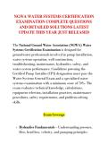 NGWA WATER SYSTEMS CERTIFICATION &NewLine;EXAMINATION COMPLETE QUESTIONS &NewLine;AND DETAILED SOLUTIONS LATEST &NewLine;UPDATE THIS YEAR JUST RELEASED 