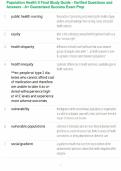 Population Health II Final Study Guide - Verified Questions and Answers - A&plus; Guaranteed Success Exam Prep