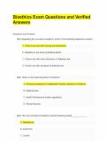 Bioethics Exam Questions and Verified Answers