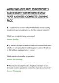 WGU C845 VUN1 2026 CYBERSECURITY&NewLine;AND SECURITY OPERATIONS REVIEW&NewLine;PAPER ANSWERS COMPLETE LEARNING&NewLine;PACK
