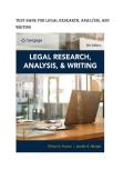 Test bank for Legal Research&comma; Analysis&comma; and Writing&NewLine;by William Putman &lpar;Author&rpar;&comma; Jennifer Albright &lpar;Author&rpar;  all pages fully covered with test questions and answers graded A&plus;