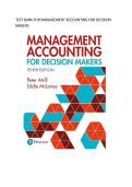 Test bank for Management Accounting for Decision Makers&NewLine;by Peter Atrill &lpar;Author&rpar;&comma; Eddie McLaney &lpar;Author&rpar; all pages fully covered with test questions and answers graded A&plus;