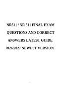 NR511 Differential Diagnosis & Primary Care Practicum Final Exam Questions and Answers Latest Guide 2026&sol;2027 Newest Version A&plus;