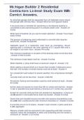 Michigan Builder 2 Residential Contractors License Study Exam with Correct Answers A&plus;