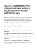 WGU C955 APPLIED PROBABILITY AND&NewLine;STATISTICS CORE REVIEW SHEET 2026&NewLine;DESCRIPTIVE STATISTICS AND DATA&NewLine;INTERPRETATION SKILLS