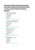 INDUSTRIAL CHEMISTRY EXAMINATION QUESTIONS &NewLine;AND CORRECT ANSWER WITH EXPLANATION GRADED &NewLine;A&plus; STUDY GUIDE
