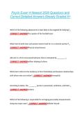Psych Exam 4 Newest 2026 Questions and &NewLine;Correct Detailed Answers Already Graded A&plus;