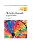 Test bank for Marketing Research&colon; An Applied Orientation&comma; Global Edition&NewLine;by Naresh K&period; Malhotra &lpar;Author&rpar; all pages fully covered with test questions and answers graded A&plus;