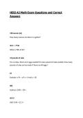 HESI A2 Math Exam Questions and Correct Answers