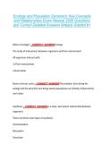 Ecology and Population Dynamics&colon; Key Concepts &NewLine;and Relationships Exam Newest 2026 Questions &NewLine;and Correct Detailed Answers Already Graded A&plus;