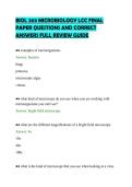 BIOL 203 MICROBIOLOGY LCC FINAL &NewLine;PAPER QUESTIONS AND CORRECT &NewLine;ANSWERS FULL REVIEW GUIDE 