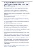 Michigan Builder 2 Residential Contractors License Study Exam with Correct Answers A&plus;