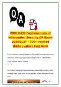 WGU D430 FUNDAMENTALS OF INFORMATION SECURITY EXAM COMPLETE PACKAGE DEAL