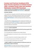 Conduct and Practices Handbook &lpar;CPH&rpar; Exam Practice Questions & Verified Answers 2026 &vert; Complete Study Guide with Detailed Rationales &vert; Instant PDF Download