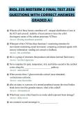 BIOL 235 MIDTERM 2 FINAL TEST 2026&NewLine;QUESTIONS WITH CORRECT ANSWERS&NewLine;GRADE