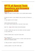 NPTE all Special Tests Questions and Answers Updated 2026